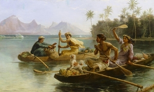 nicholas_chevalier__race_to_the_market__tahiti__1880__oil_on_canv