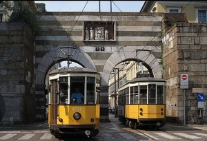 Oud Milaan elektrische tram.
