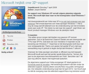 Microsoft twijfelt over XP Support