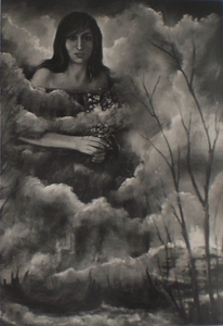 Vrouw in wolken