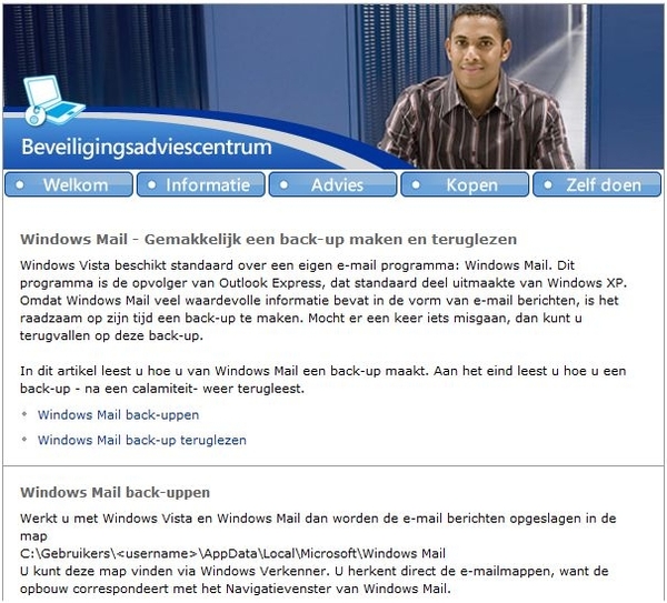 Windows Mail Backup 21 April 2009