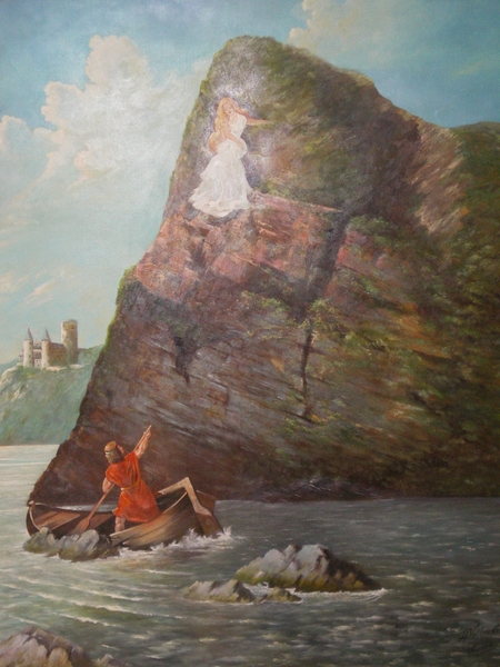 SanktGoar am Loreley - foto van een schilderij over de legende