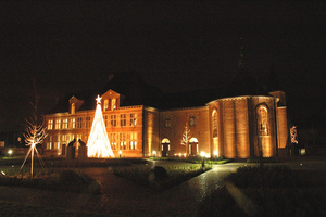Stadhuis park met kerstboom