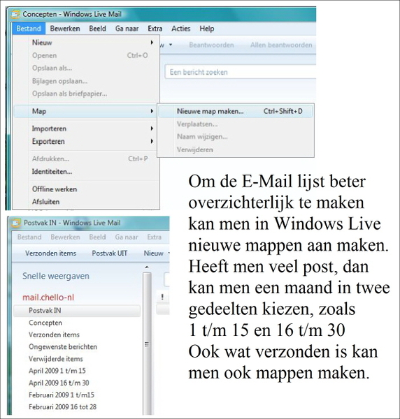 Mapen maken in Windows Live Mail