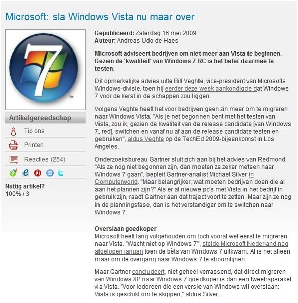 Microsoft sla Windows Vista nu maar over