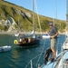 op anker in Lulworth Coves