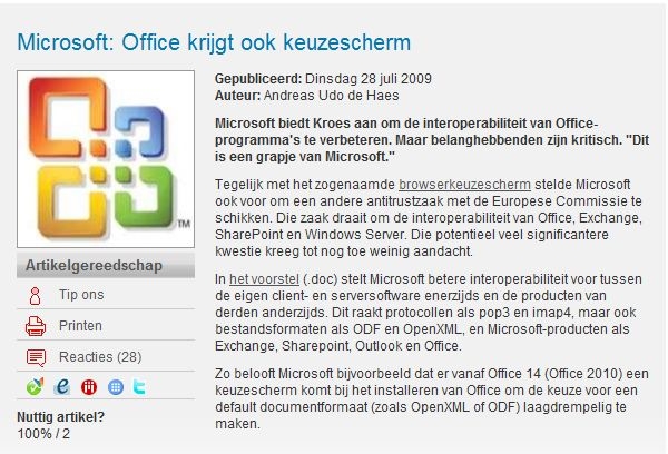 Office krijgt in 2010 een keuze scherm