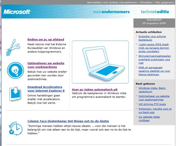 26 Augustus 2009 Microsoft tips