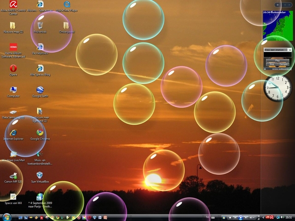 Ondergaande zon in Screensaver Vista bellen